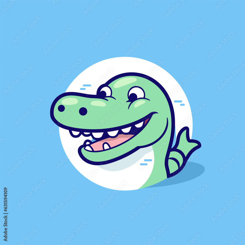 Crocodile. Crocodile hand-drawn comic illustration. Cute vector doodle style cartoon illustration.