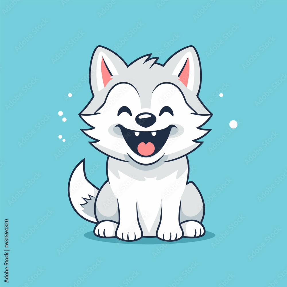 Wolf. Wolf hand-drawn comic illustration. Cute vector doodle style cartoon illustration.