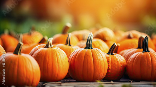 Halloween pumpkin and pumpkins background, generative ai