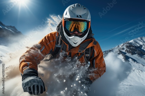 skier skiing in extreme winter