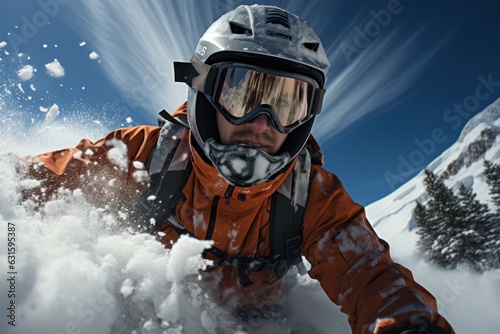 skier skiing in extreme winter