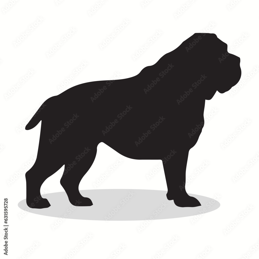 Neapolitan Mastiff silhouettes and icons. black flat color simple elegant Neapolitan Mastiff animal vector and illustration.