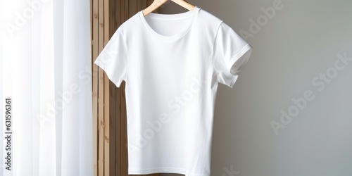 branding ropa de hombre, mockup camiseta blanca algodón buena calidad, camisa fondo negro photo