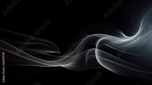 Abstract Black Smoke. Dynamic Waves and Burning Clouds on Black Background Create Dark and Mysterious Atmosphere. Generative AI