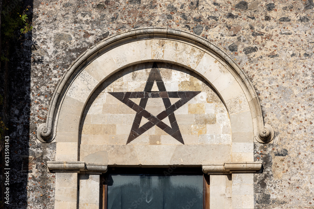 Star of David on facade of Castello Ursino, Catania, Sicily, Italy
