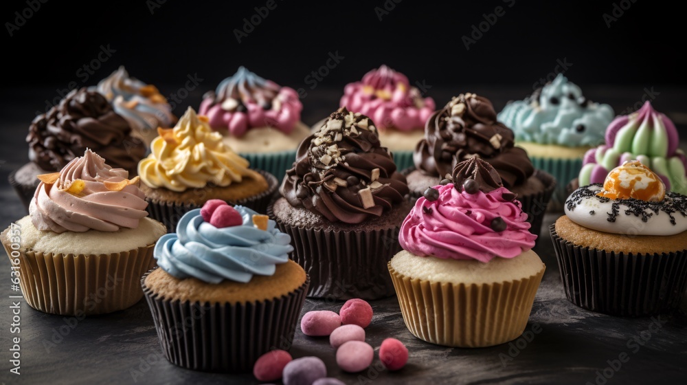 A Variety of Delectable Cupcakes to Tempt Your Taste Buds, generative AI
