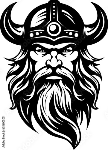 Viking emblem. Mascot celtic warrior illustration isolated on white. Image of man portrait for company use or tattoo.