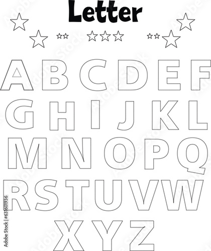 Free vector letter coloring pages, A to z letter pages