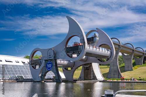 Falkirk wheel - the amazing boat lift connecting two of the Scottish channels photo