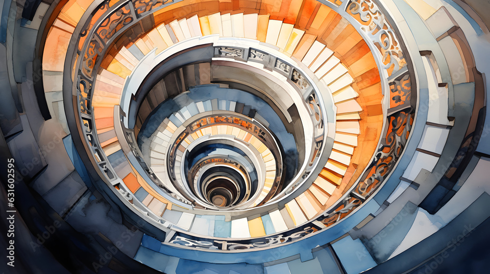 Architectural Elegance: A Mesmerizing View of the Spiral Staircase from Above!