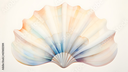 Nature's Masterpiece: Smooth, Symmetrical Seashell in Watercolor Style!