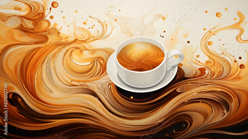 A mesmerizing swirl of cream mixing into a cup of coffee