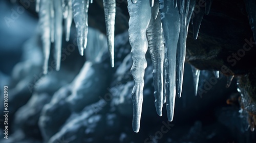 Amazing Shot of the Stalagtite inside an Ice Cave.