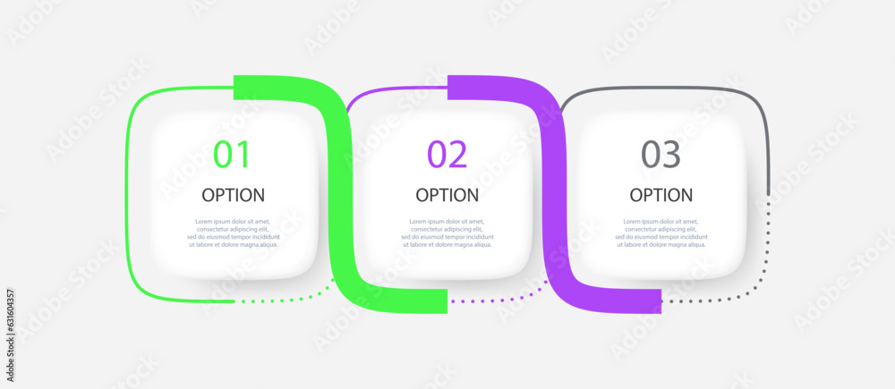 Gradient mesh infographic with 3 square elements and options. Vector illustration. Gradient mesh infographic with 3 square elements and options. Vector illustration.