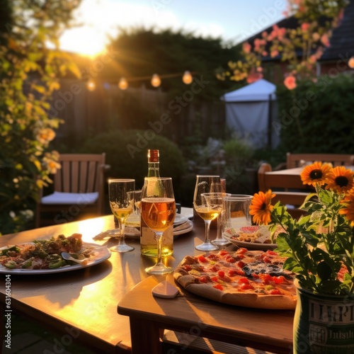 Dinner in the garden on the table © Glyn