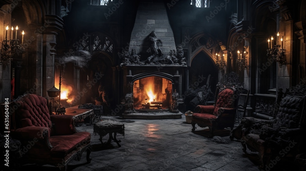 A Scary Interior Design of an Abandoned Medieval Castle lighted by some Candles. A Scary Interior Design of an Abandoned Medieval Castle lighted by some Candles.