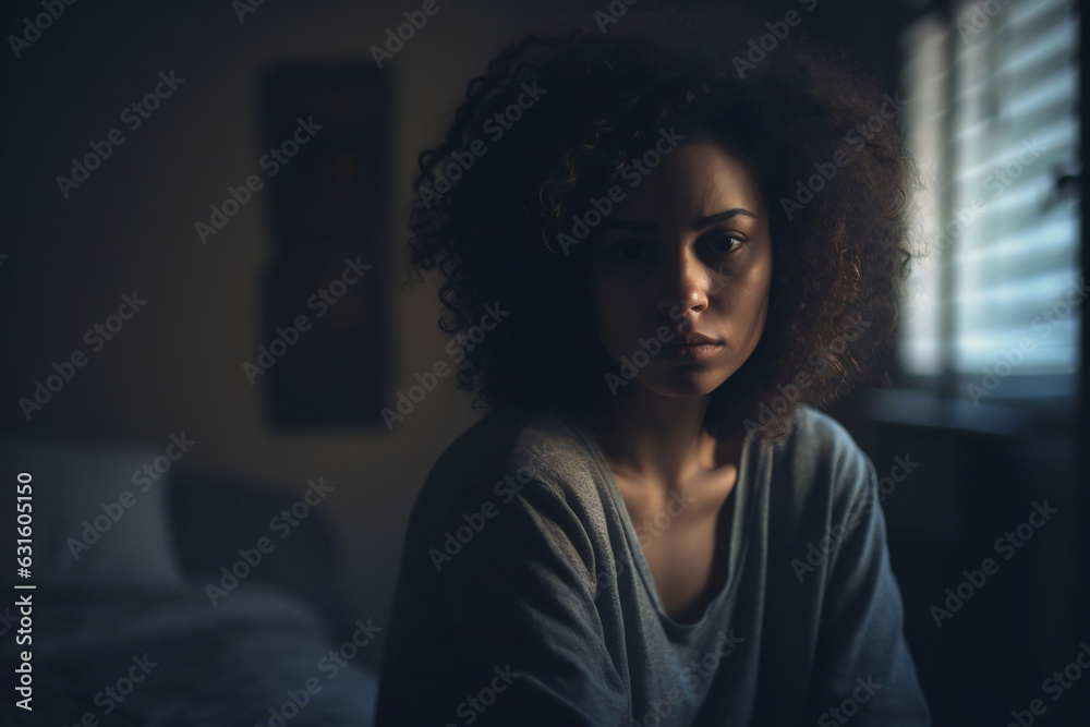black woman with depression sitting in bedroom mental health disorder awareness black woman with depression sitting in bedroom mental health disorder awareness