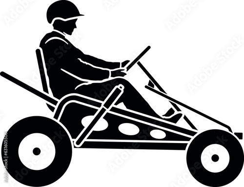 Pedal cars for competitions for children and young people, silhouette, vector illustration