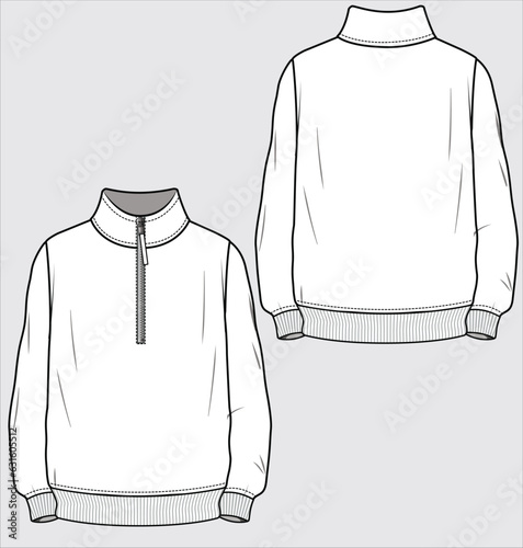 TURLE NECK HALF ZIPPER LONG SLEEVE SWEAT SHIRT FOR MEN AND TEEN BOYS IN EDITABLE VECTOR FILE photo