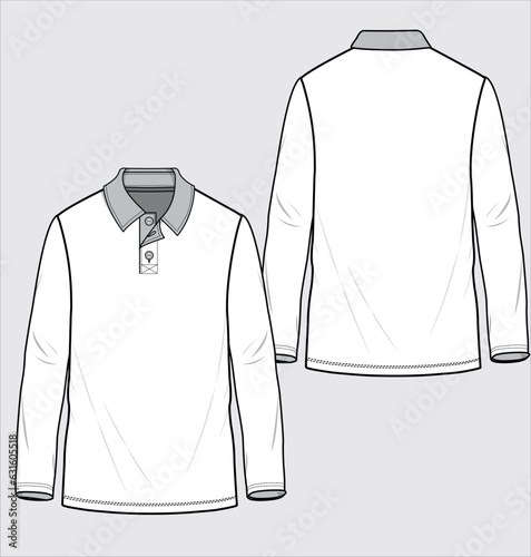 LONG SLEEVES POLO SHIRT DESIGNED FOR MEN YOUNG MEN AND TEEN BOYS IN VECTOR ILLUSTRATION