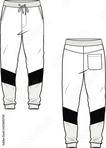 FRENCH TERRY CUT AND SEW JOGGERS DESIGNED FOR MEN YOUNG MEN AND TEEN BOYS IN VECTOR ILLUSTRATION