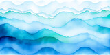 Clouds, sky, rolling fog waves, wavy morning mist. Abstract minimalist mountains, blue, teal texture colorful landscape. Web banner Graphic Resource background Illustration backdrop for copy space