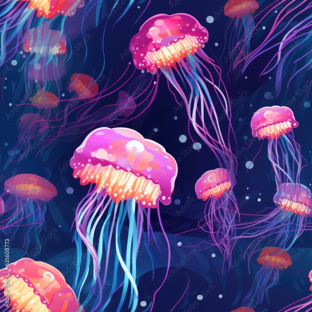 a seamless tileable texture of schools of jellyfish generative AI a seamless tileable texture of schools of jellyfish generative AI