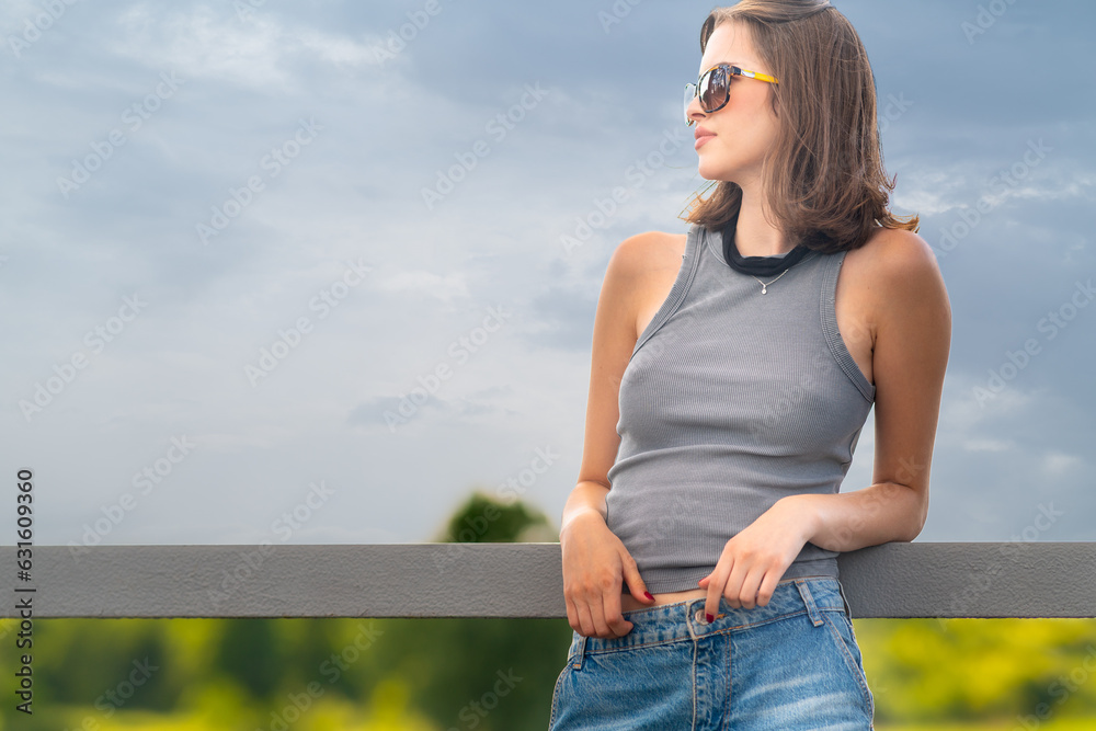 Portrait of a girl on the bridge