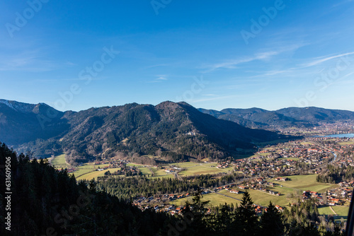 Scenic mountainous landscape with town