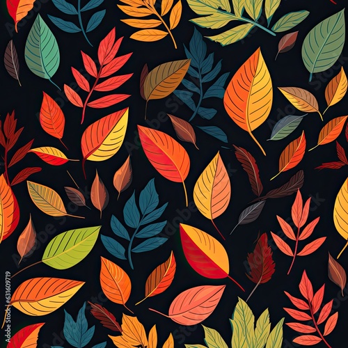 a seamless tileable texture of autumn leaves generative AI