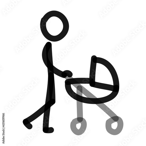 dad with stroller simple line doodle