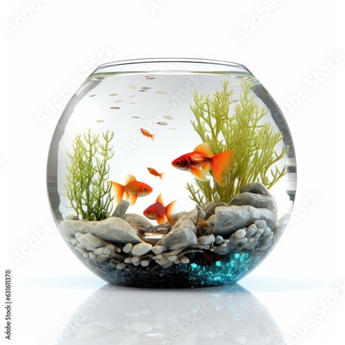 gold fish tank isolated on white generative AI
