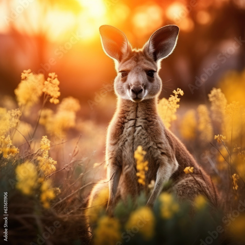 Kangaroo in its Natural Habitat, Wildlife Photography, Generative AI