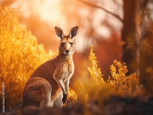 Kangaroo in its Natural Habitat, Wildlife Photography, Generative AI © Vig