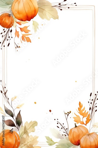 Mockup for invitation, greeting card, menu for autumn hollidays, halloween, thanksgiving in warm watercolor colors