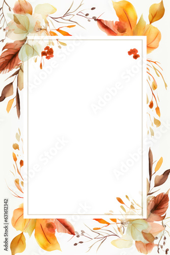 Mockup for invitation, greeting card, menu for autumn hollidays, halloween, thanksgiving in warm watercolor colors photo