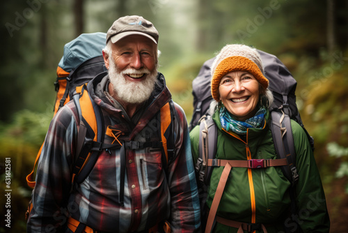 Elderly Hikers Embrace Nature's Beauty during Exciting Adventure