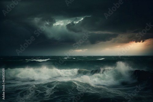 Tempest's Embrace: A Furious Sea Under a Brooding Sky