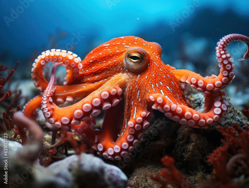 Octopus in its Natural Habitat, Wildlife Photography, Generative AI © Vig