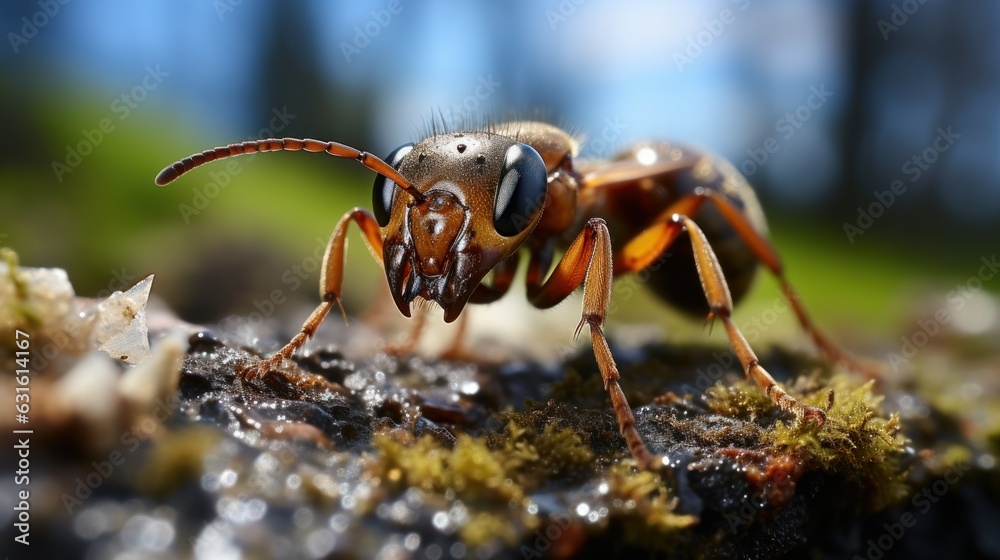 A macro photograph of red ant on the ground. A macro photograph of red ant on the ground.