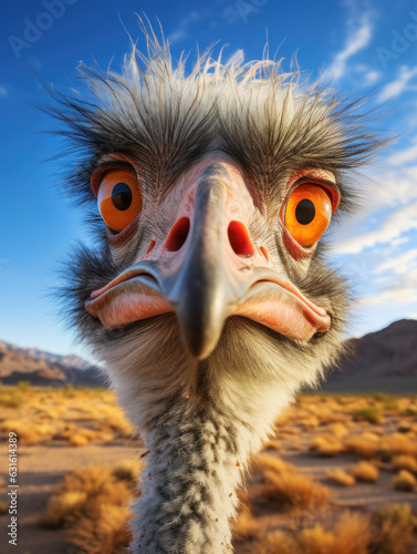 Ostrich in its Natural Habitat, Wildlife Photography, Generative AI