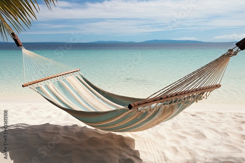 Serene Hammock on a Turquoise Beach: Embrace Tranquility with Gentle Ocean Breezes, generative AI
