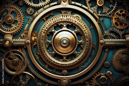 Steampunk clockwork texture background, intricate and mechanical gears and cogs, industrial and retro-futuristic surface