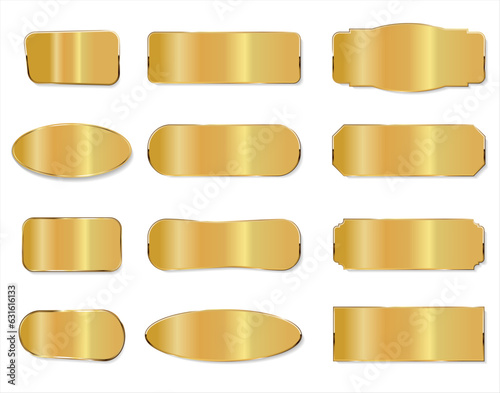 Golden metal plates collection on black background 