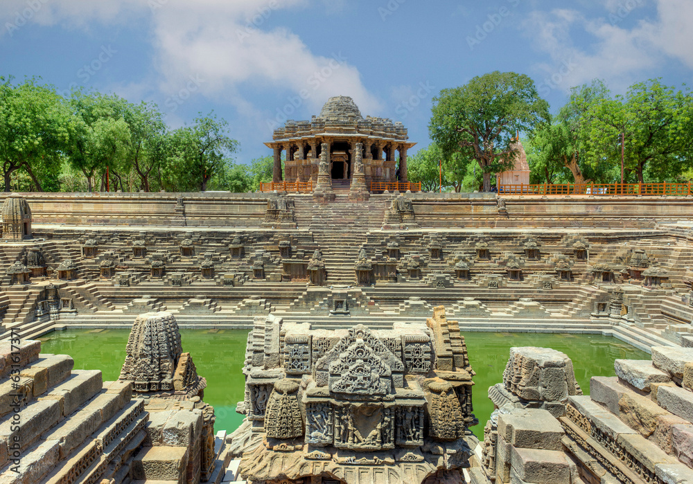 The Sun Temple at Modhera is an ancient Hindu temple located in the western state of Gujarat, India. Built in the 11th century during the reign of the Solanki dynasty, the temple was dedicated to Sun