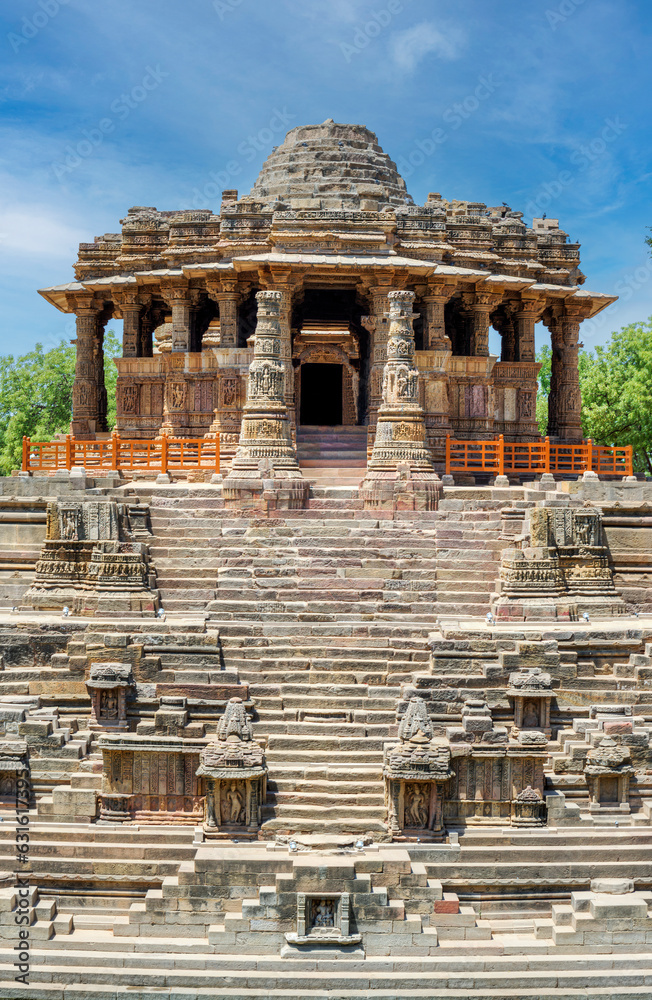 The Sun Temple at Modhera is an ancient Hindu temple located in the western state of Gujarat, India. Built in the 11th century during the reign of the Solanki dynasty, the temple was dedicated to Sun