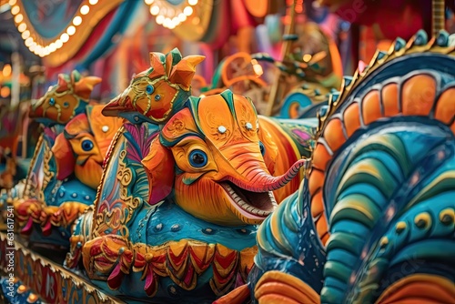 Vibrant Carnival: Colorful Rides, Festive Decorations, and Joyful Laughter, generative AI