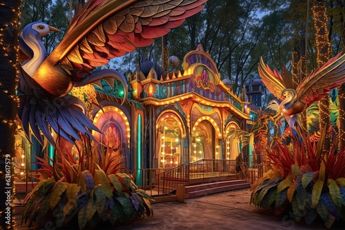 Vibrant Carnival Delights: Colorful Rides, Festive Decorations, and Joyful Laughter, generative AI © Michael