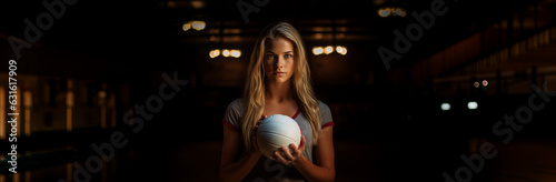 Volleyball player young beautiful woman indoors sport center