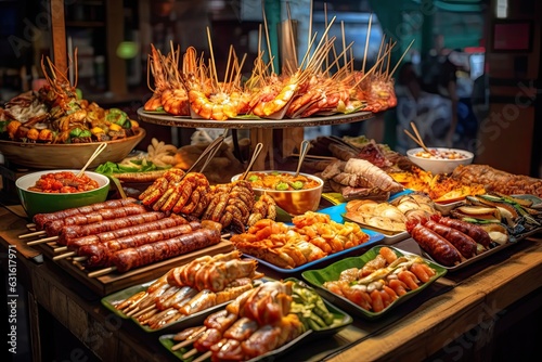 Vibrant Street Food Market: Discover Mouthwatering Dishes and Lively Vendors, generative AI